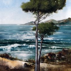 Ocean with trees 40"x40" - Sold